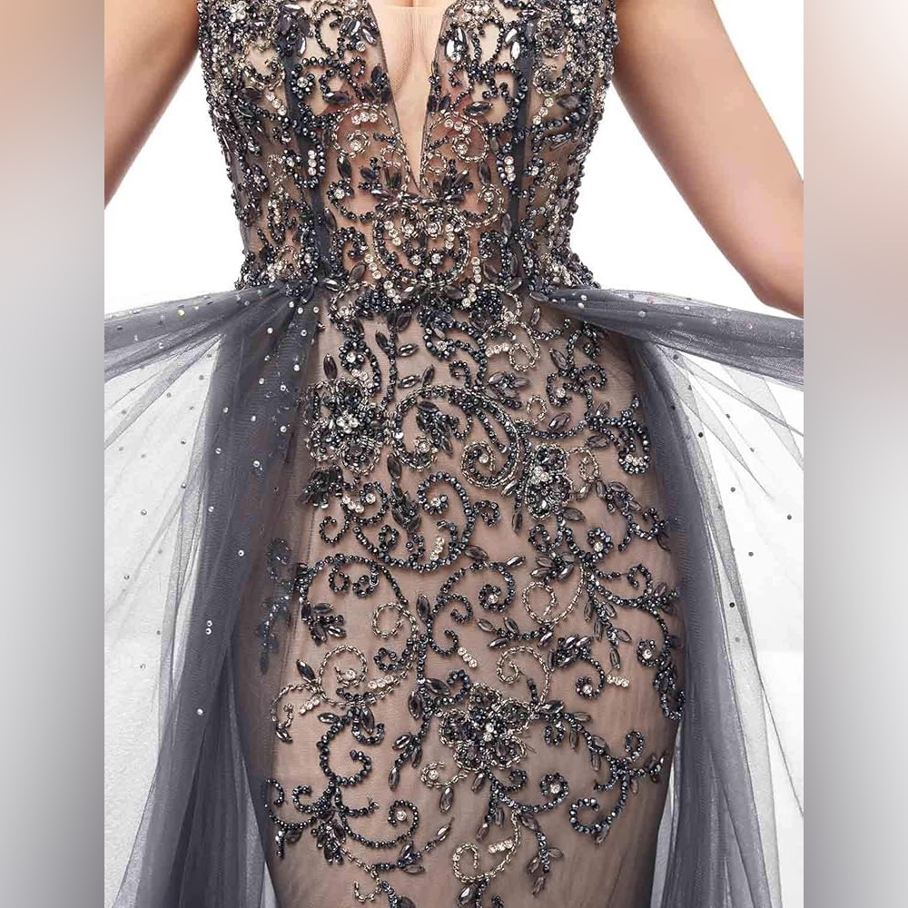 JVN by Jovani Elegant Gray Evening Gown Size 6 JVN46081 Worn Once - Picture 7 of 8